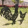 3Pcs Cartoon Rooster Garden Sculpture Black Metal Animal Ornaments Resin  Ornaments  Micro Landscape