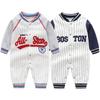 Baby Newborn Long Sleeve Front Cute Baby Baseball Baby Shower Mini Gray Long Clothes, Clothes, 2-Piece Set, 100% Cotton, Coveralls, Opening, Clothes,
