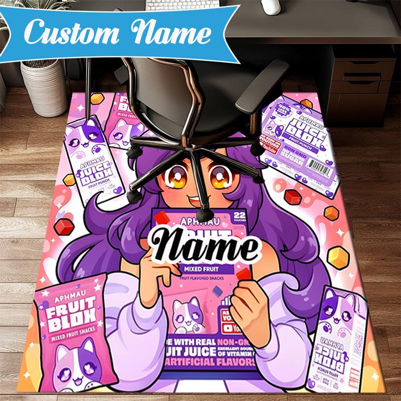 Tappeto Personalizzato Nome Aphmau Candy Adventure, Tappeto da Gioco, Tappetino per Camera da Letto Soggiorno Ingresso, Idea Arredamento Casa Regalo per Natale Compleanno