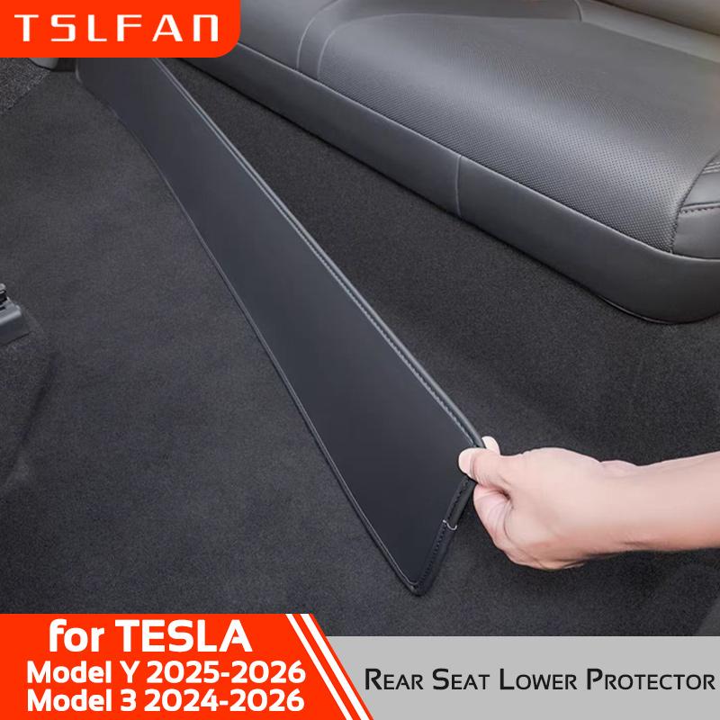 For Tesla Model 3 Highland Y 2024-2026 Juniper Rear Seat Lower Protective Mat PU Anti-kick Pad Protector Cover Car Accessories