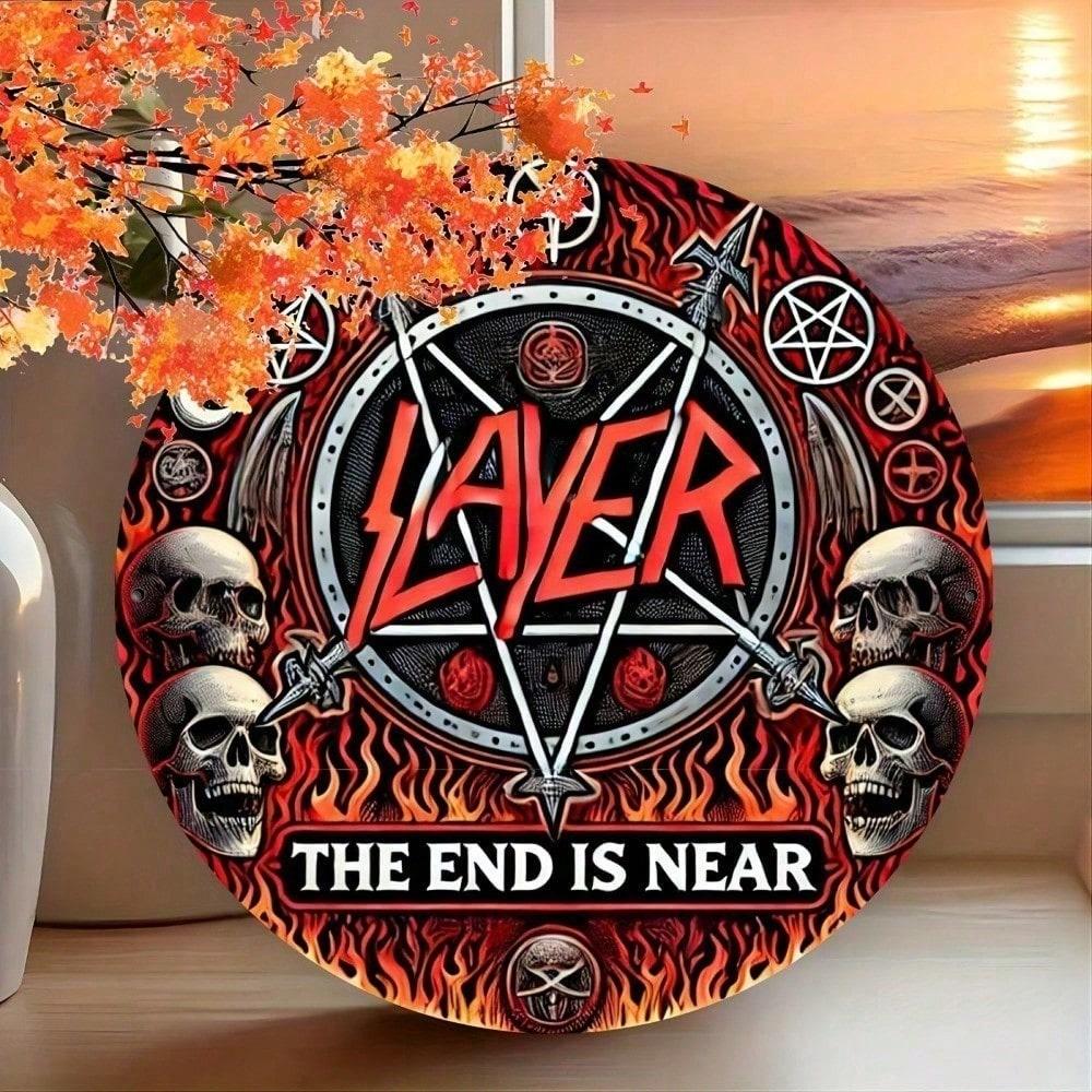 

Винтажная жестяная табличка группы Slayer, 8x8 дюймов, круглая, ретро, металлическое настенное искусство для бара, гаража, мужской берлоги разноцветный