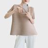 Miyake Irregular Pleated Solid Color Short Sleeve Loose Slim T-Shirt for Women