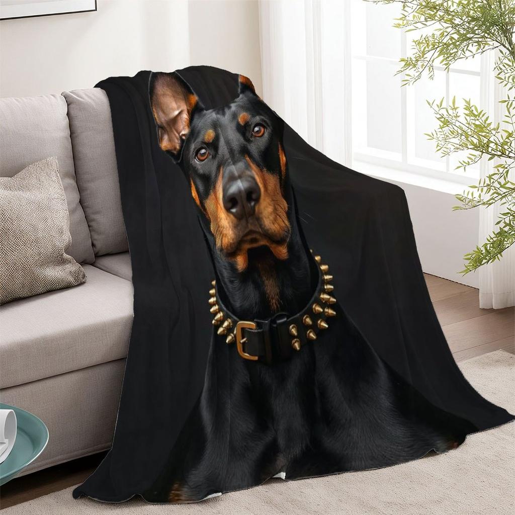 Dog Face Flannel Throw Blanket Realistic Print Soft Cozy Fleece for Home Office Sofa and Car All Season Pet Lover Gift