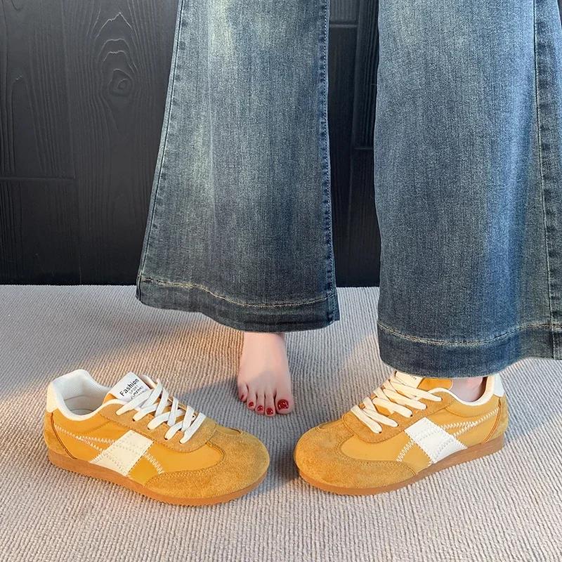 Spring New Style Sports Shoes Casual and Lightweight Walking Shoes for Women Matte Leather Training Retro Vulcanized Shoes