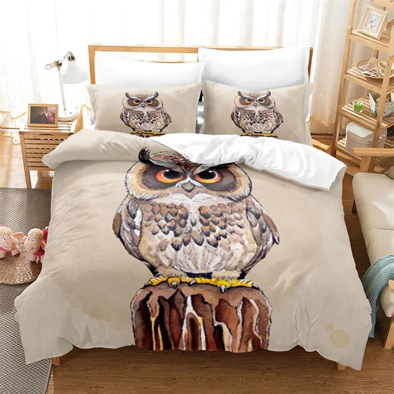 Cartoon Owl Duvet Cover Set Fashion Cute Animal Bedding Set Soft Microfiber Print Comforter Cover Decorative Kids Children Room