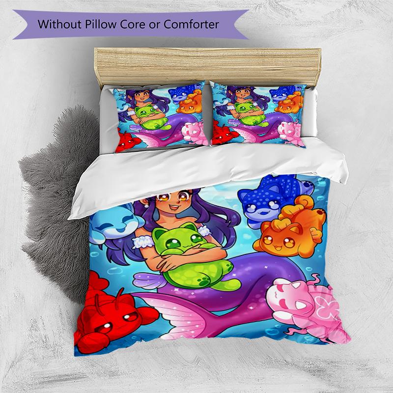 Set Copriletto Anime A-AphmauS 3 Pezzi - Biancheria da Letto Stampata HD con 1 Copripiumino e 2 Federe - Perfetto per la Decorazione della Casa e del Dormitorio