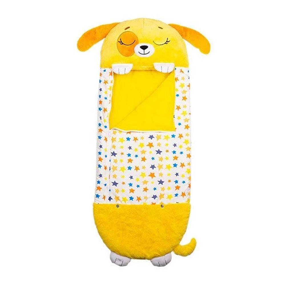 Kids Plush Dog Sleeping Bag Onesie Pajamas Nap Blanket 126x43cm Yellow