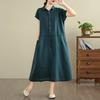 Krótki rękaw Plus rozmiar Bawełna len vintage nowe sukienki dla kobiet swobodna luźna długa letnia sukienka koszulowa