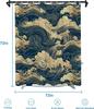 Japanese Wave Shower Curtain Oriental Vintage Wave Monochrome Kanagawa Inspired Antique Art Theme Bathroom Decor Set Machine
