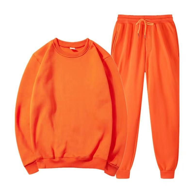 Men's Sports Suit Loose Casual Fleece Sweater Sweatpants 2-piece Set Light Plate Round Neck Shirt Set Wholesale