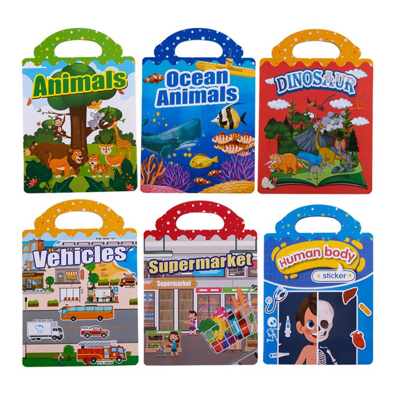 Cross-Border Activity Handbag: Jelly Stickers & Quiet Scene Puzzle Book for Kids