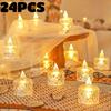 24PCS LED Flameless Candles Crystal Electronic Night Lamp for Date Party Valentine's Day Bedroom Wedding Christmas Decorations