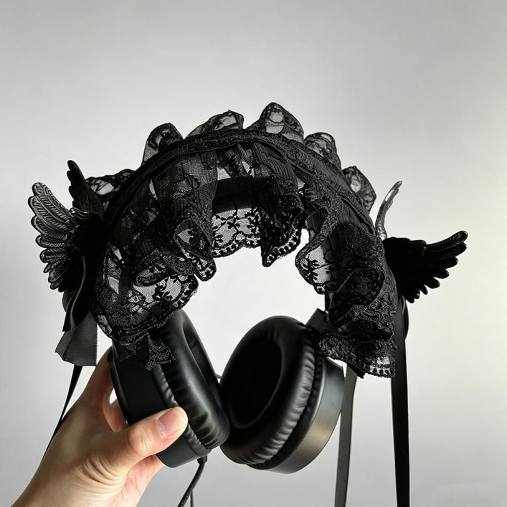 Gothic Lolita Wing Angel Headband Lace Head Wrap New Cosplay Headdress Hair Accessories
