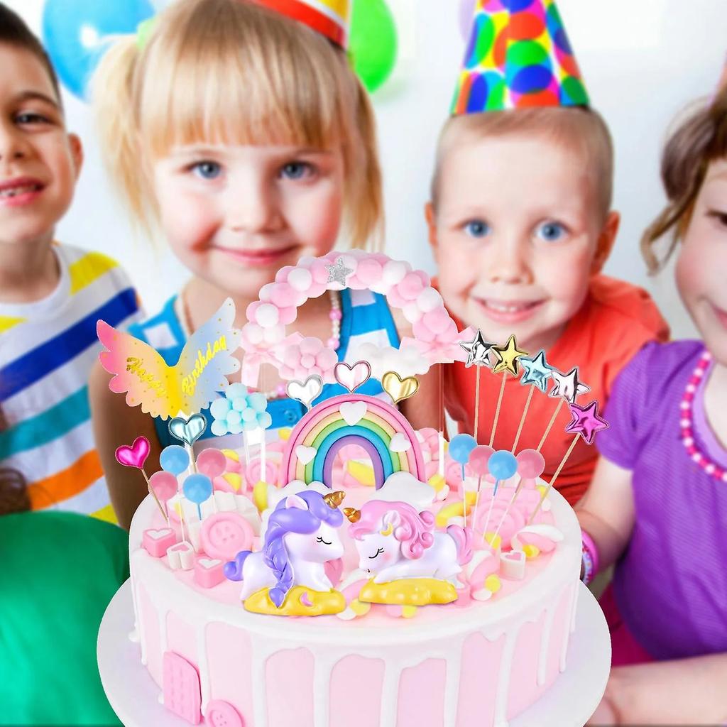 Rainbow Unicorn Birthday Cake Toppers, 26 Count