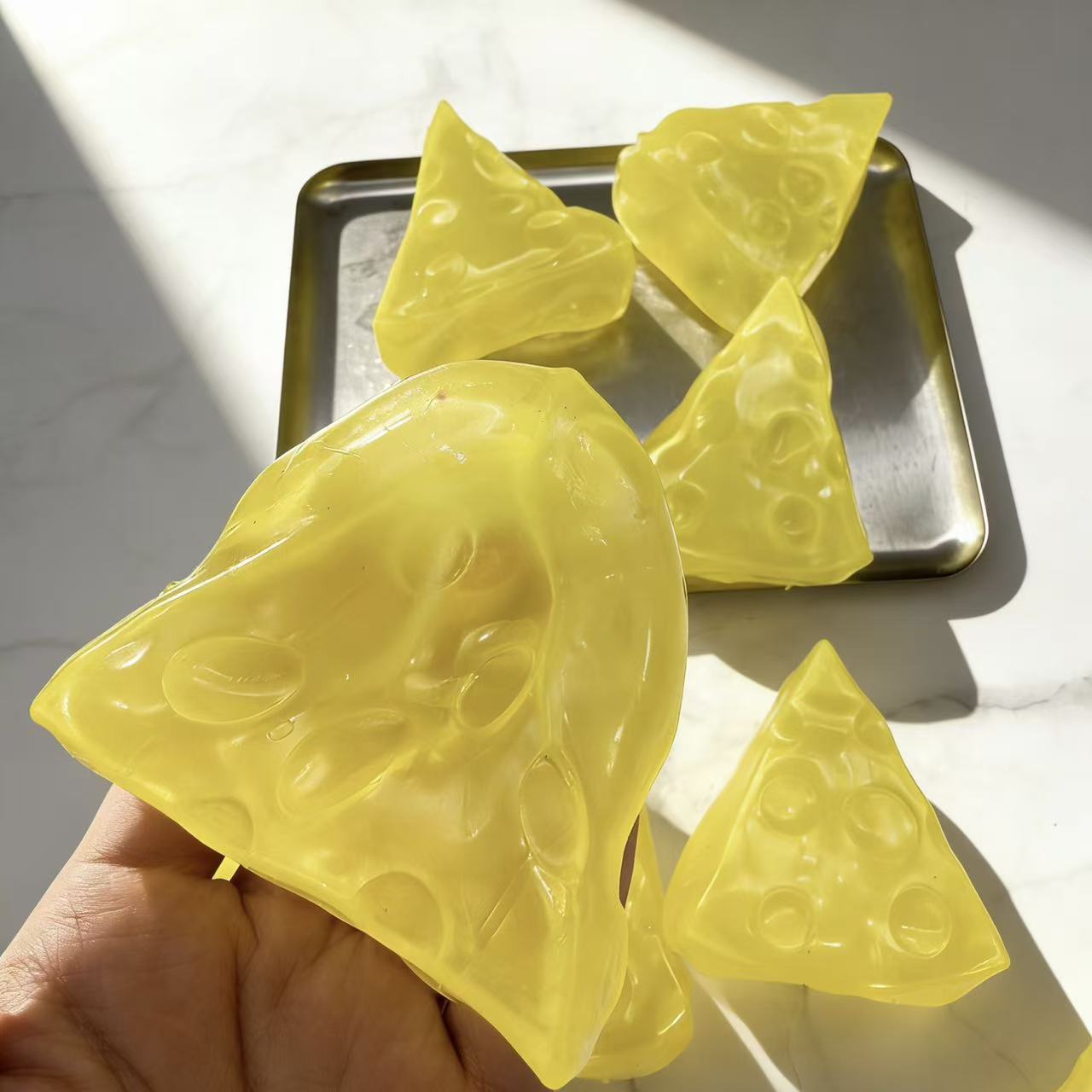 Activating Toys Plasticity Cheese Coconut Oil Squishy Toy Super Soft Triangular Cheese Stress Relief Sensory Toy Asmr Squeeze Anti-Stress Gift