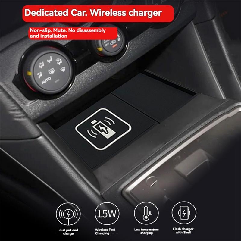 Car 15W Wireless Charger For Subaru XV Impreza 2018-2022 Phone Charging Board Decoration Central Control Phone Holder