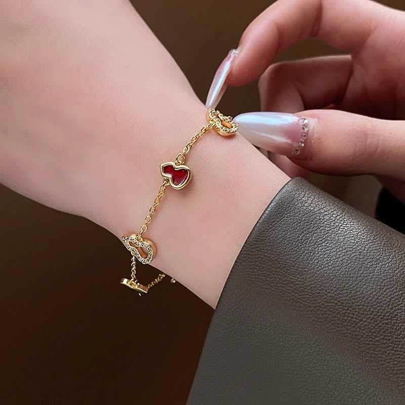 New Chinese red zircon gourd bracelet temperament wind bracelet Guochao jewelry women