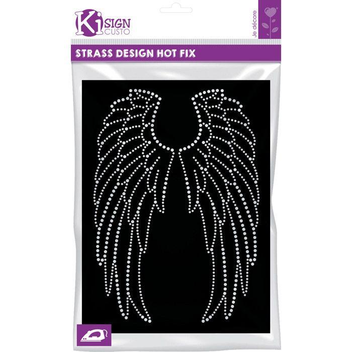 Transfert thermocollant clou et strass Aile d'ange 18x26cm