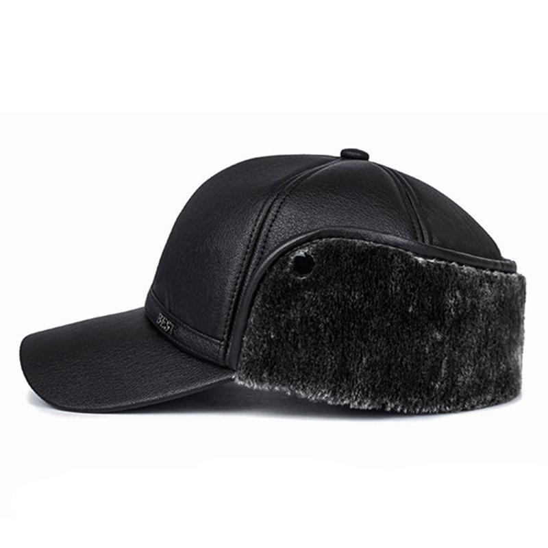 Mens Brand Winter Baseball Caps with Earflaps Warm Caps for Men Dad Hat Trucker Cap