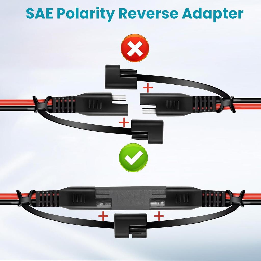 SAE Extension Cable, Battery Tender Extension Cable For Motorcycle/Motorbike/Car/Solar Panel, 16AWG SAE Battery Connector 2FT, SAE Adapter (2PACK)