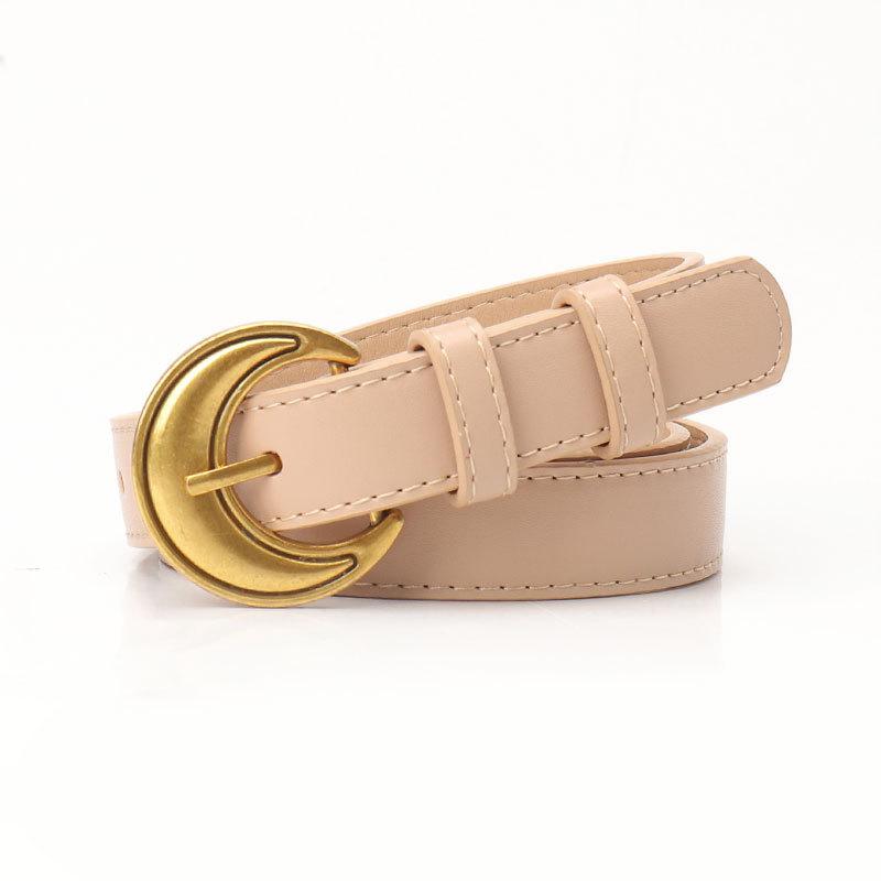 Retro Crescent Belt for Women Fashion Commuting Style Ancient Gold Pin Buckle Women's Belt Versatile High-end Jeans Belt