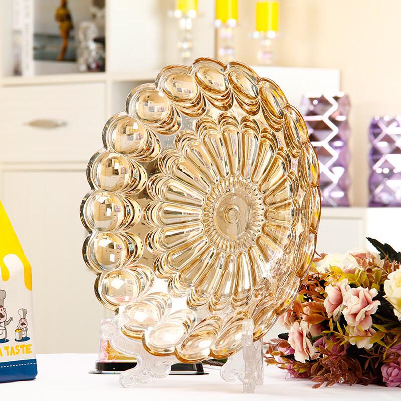 ZISIZ Large Beaded Amber Crystal Fruit Plate