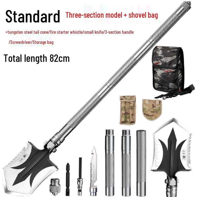 Lang Shen Multifunctional German Steel Entrenching Tool: Outdoor Self-Defense, Folding Shovel for Fishing and Military Use