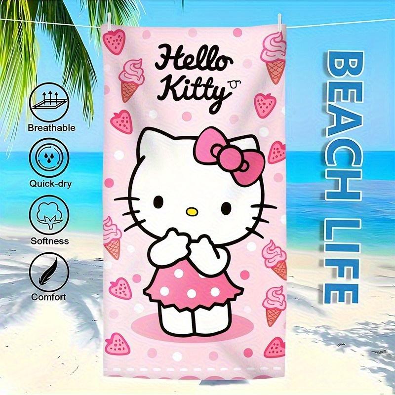 1pc Hello Kitty Beach Towel Single Sided 2D Print Quick Dry Microfiber Towel for Beach Pool Bath Cute Kawaii Aesthetic Vibe