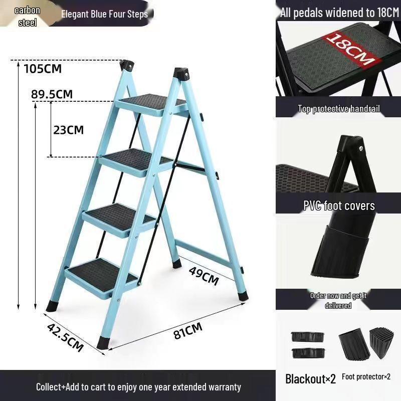 Multifunctional Carbon Steel Folding A-Frame Ladder for Indoor Use
