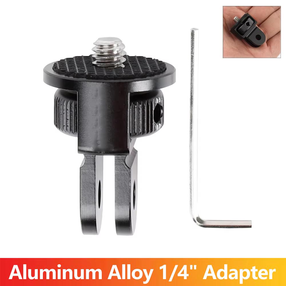 Aluminum Alloy 1/4" Adapter Tripod Mount for GoPro Hero 13 12 11 10 9 8 SJCAM Insta360 AKASO DJI Osmo Action Camera Accessories