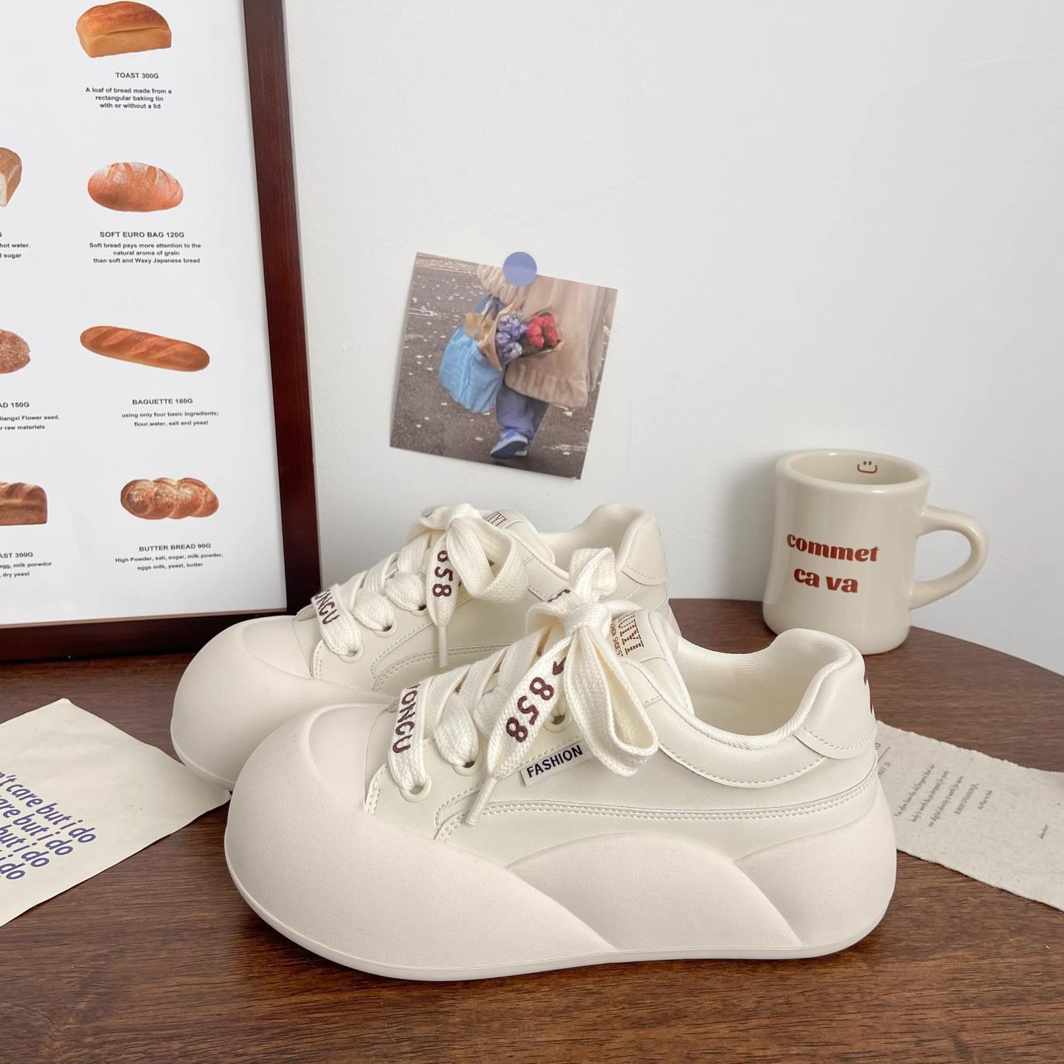 

Fashion 2025 Spring Summer Cream White Chunky Sneakers Women s Ugly Cute Platform Shoes Korean Style Casual Chic Trendy Everyday Slip-On 40