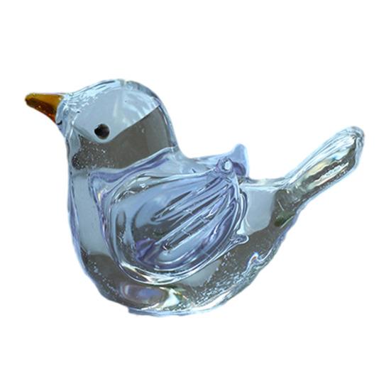 Blown Mini Bird Figurine Handcrafted Glass Tiny Bird Statue Collectible Bird Ornament for Living Room Bedroom Office Desktop Bookshelf Cabinet Decor