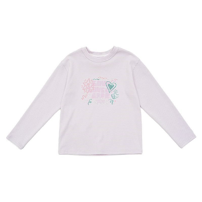 Toothpick Pills and Friends like Good Series Children s Stripe Long sleeves Shirt Girls Spring Children s Clothing Bottoming Shirt Fragrant Taro purple 120