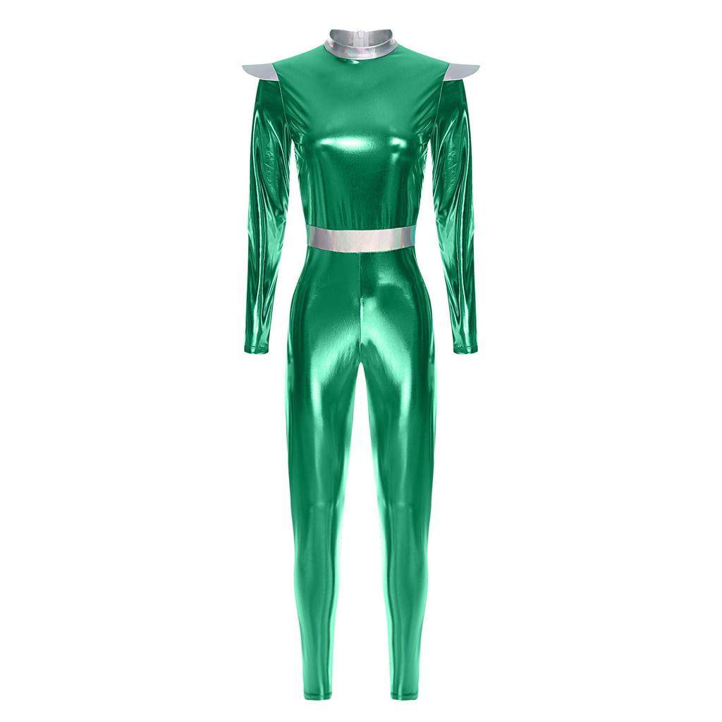Dámský Halloweenský Kostým Mimozemšťana Dlouhý Rukáv Vysoký Pas Dlouhý Kombinézon Vesmírná Roztomilost Robotický Performance Oblek