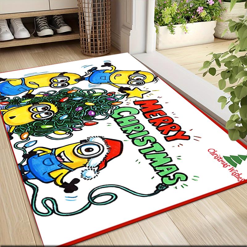 1Pc Christmas Minion Celebration Carpet Rug Soft Washable Antislip Home Living Room Sofa Mats Personalized Christmas Rug