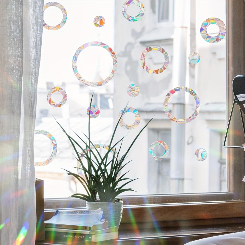 Colorful Sun Catcher Round Rainbow Static Glass Sticker for Windows to Prevent Bird Collisions