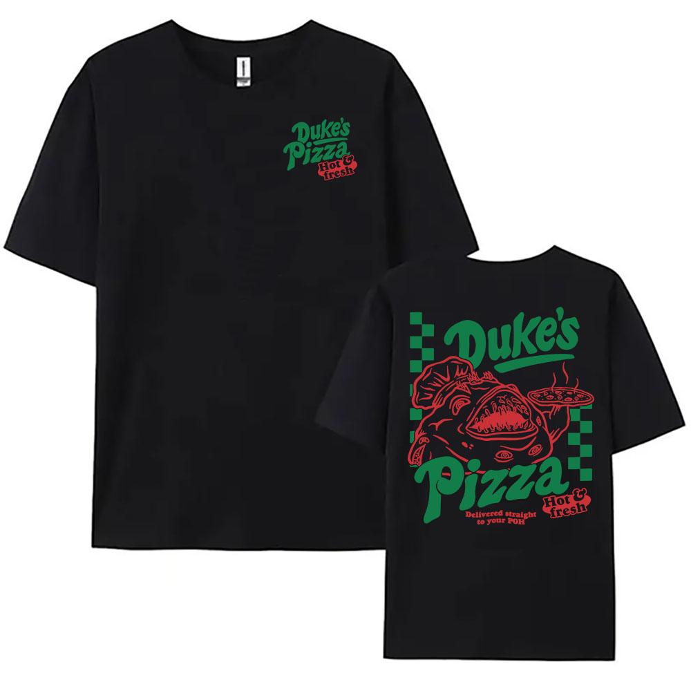 OSRS Duke's Pizza Tees Game Old School RuneScape Graphic T-shirt Cotton Crew Neck Fashion Tshirts Print Merch Casual Clothing