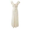 Sancai 2025 Summer French Style Polka Dot Jacquard Ruffle Waist-Cinching Long Dress