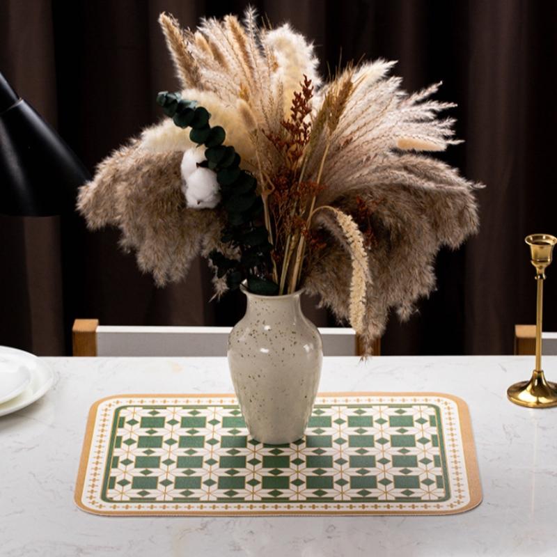 Retro Heat Resistant Placemat Oil-Proof Waterproof Pu Leather Dining Room Table Mat Kitchen Tableware Bistro Bar Home Decor