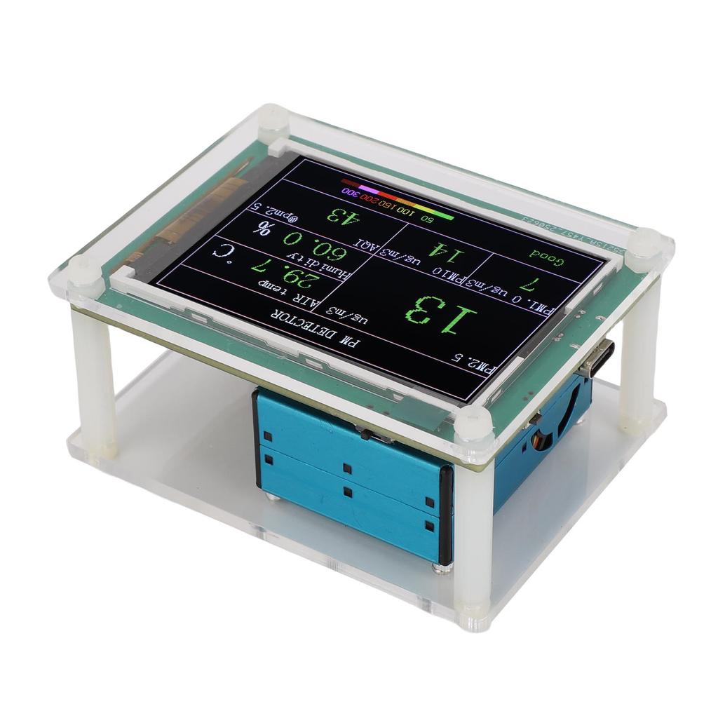 Air Quality Sensor PM1.0 PM10.0 PM2.5 Temperature Humidity Detection Indoor Environment Tester USB Powered 2.8 Inch TFT