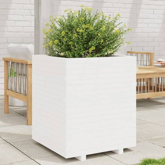 VidaXL Jardinière blanc 60x60x72,5 cm bois de pin massif, jardinière d'extérieur, bac à fleurs, bac à tomates, jardinière de 3282580