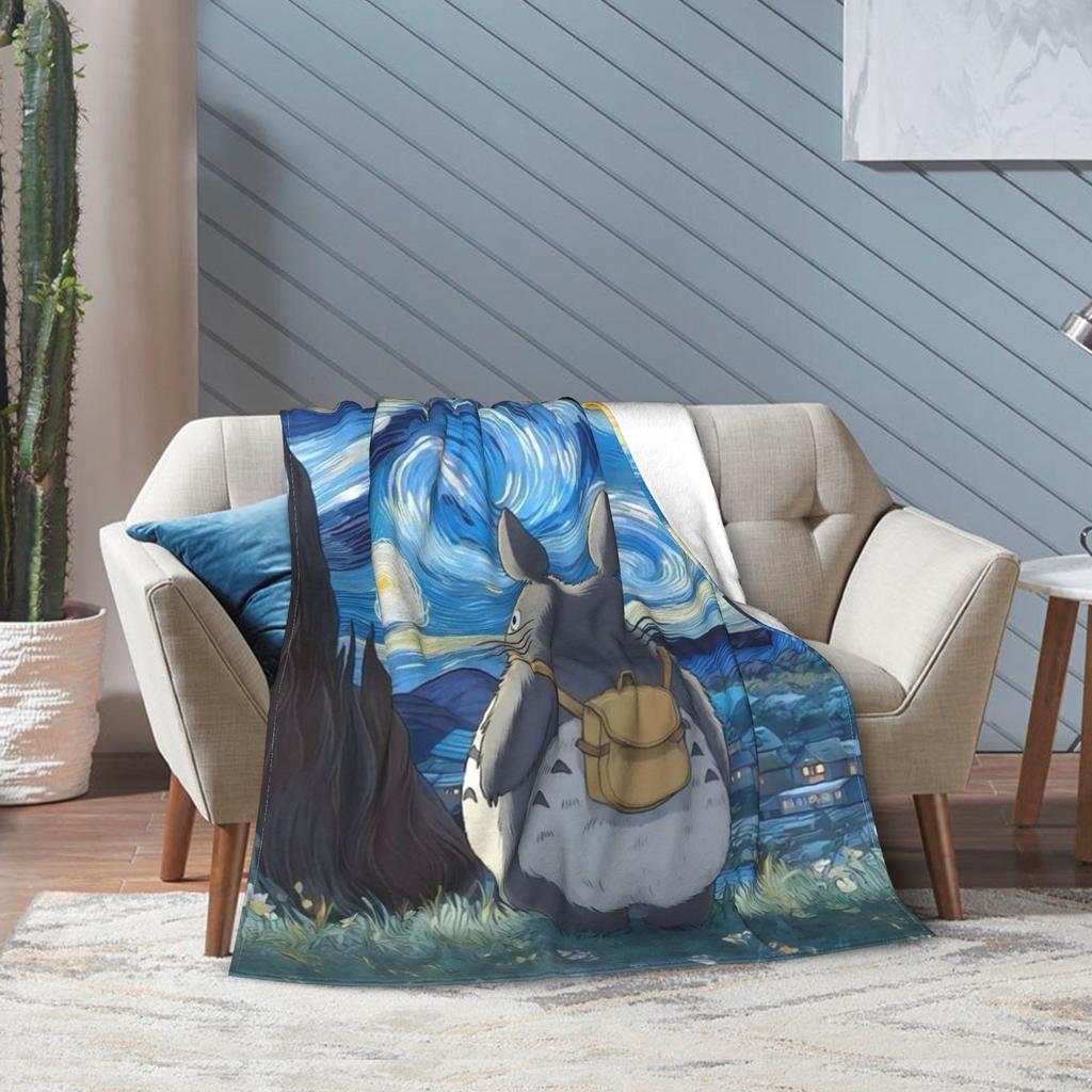 Super Soft Susuwataris Anime Movie TTotoroes Throw Blanket Premium Fleece Flannel Bed Blanket Cozy Plush Blankets All Season