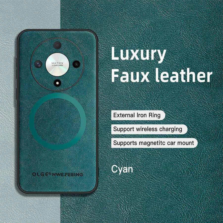 Classic Leather Wireless Charging For Magsafe Magnetic Case For Honor Magic6 Lite Magic 6 Lite X9B HonorX9B 5G Soft Back Cover