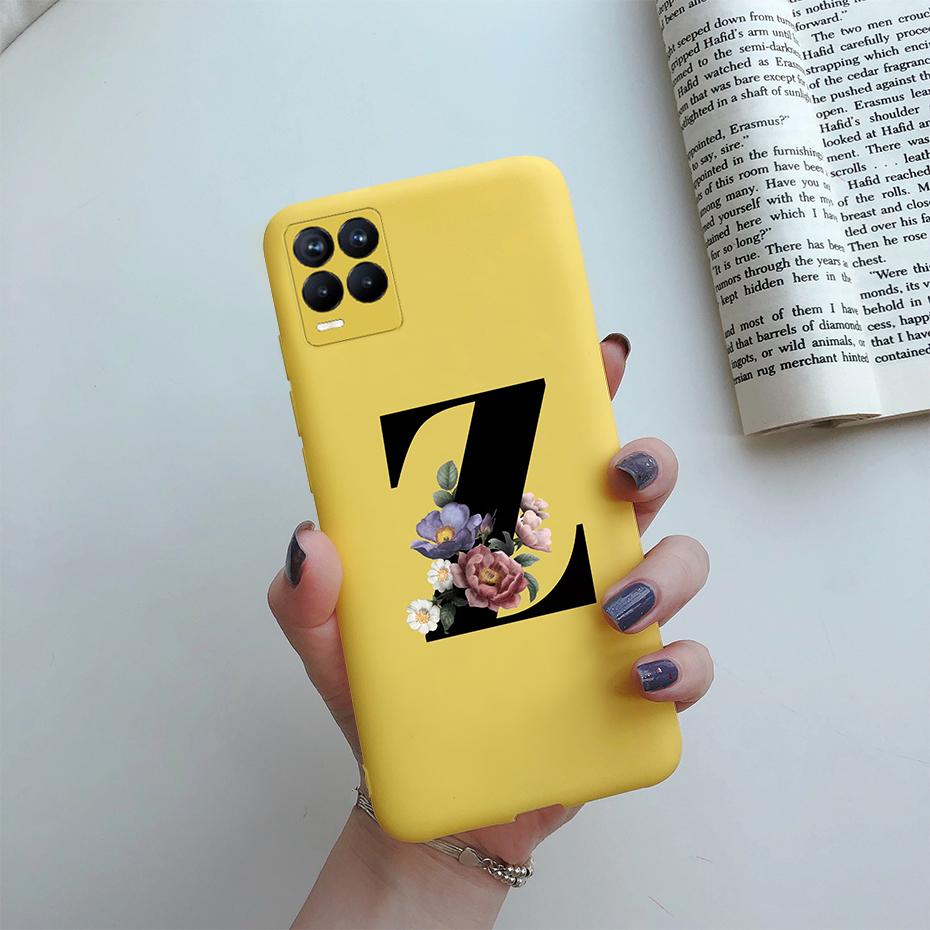 For Realme 8 Pro Case Silicon Soft Letter Monogram Flowers Phone back cover For Oppo Realme8 4G RMX3085 Realme 8 Pro Bumper Case