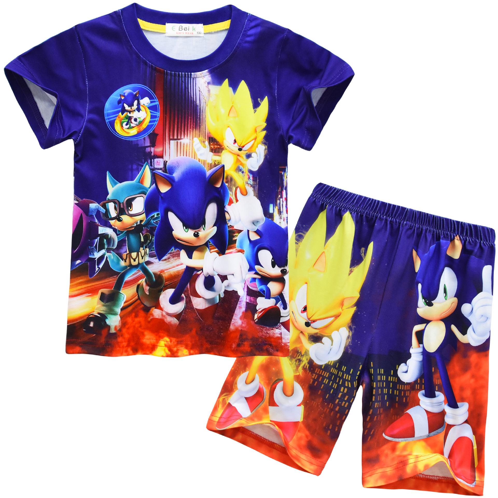 

Short-Sleeved Cartoon Digital Printing, Children S Short-Sleeved Loungewear Set 91006 110
