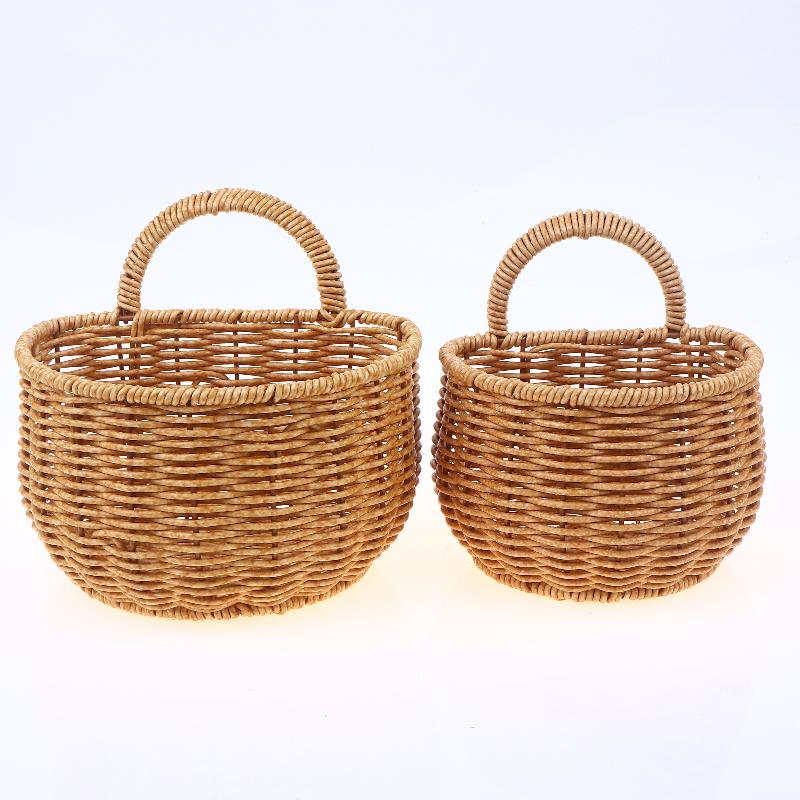 Imitation Rattan Woven Ginger And Garlic Egg Wall Hanging Storage Basket Bathroom Wall Hanging Basket