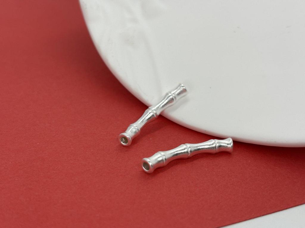 Sterling Silver 999 Bamboo Luck Transfer Beads 3D Craft Loose Silver Beads for DIY Jewelry, Bracelets, or Rope Wristbands