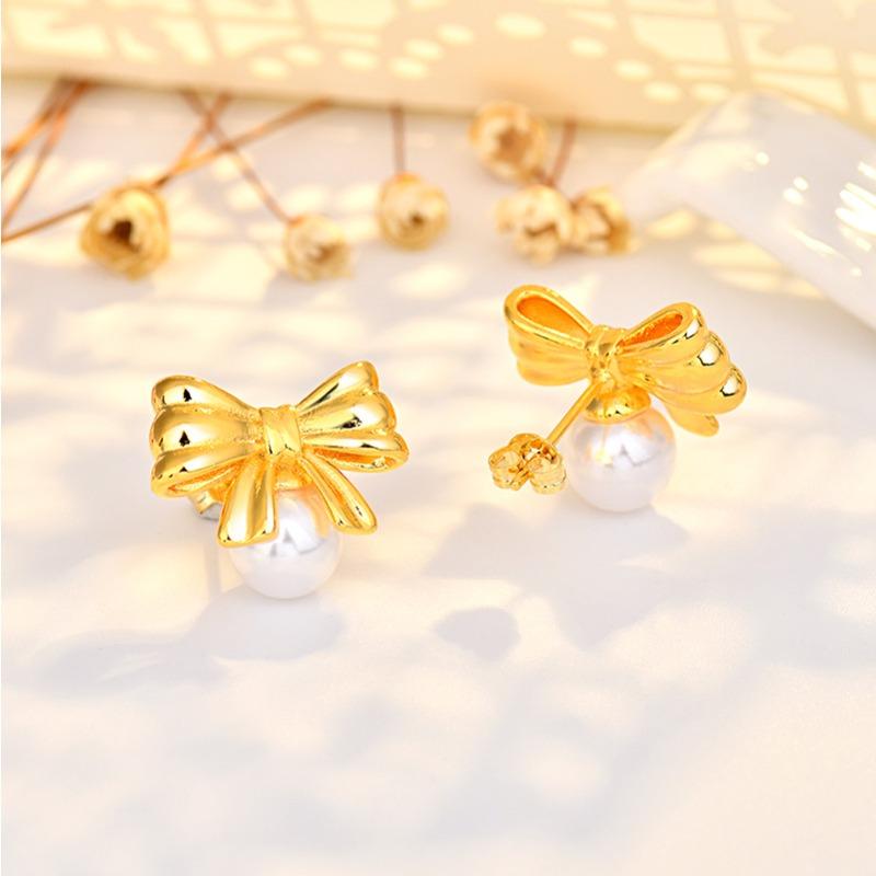 Hot-selling Bow Earrings Simple and High-end Pearl Earrings