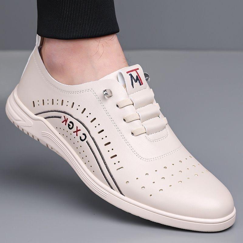 

Summer men s breathable hollow model soft sole soft surface trendy casual shoes versatile little white shoes one pedal men s shoes 39