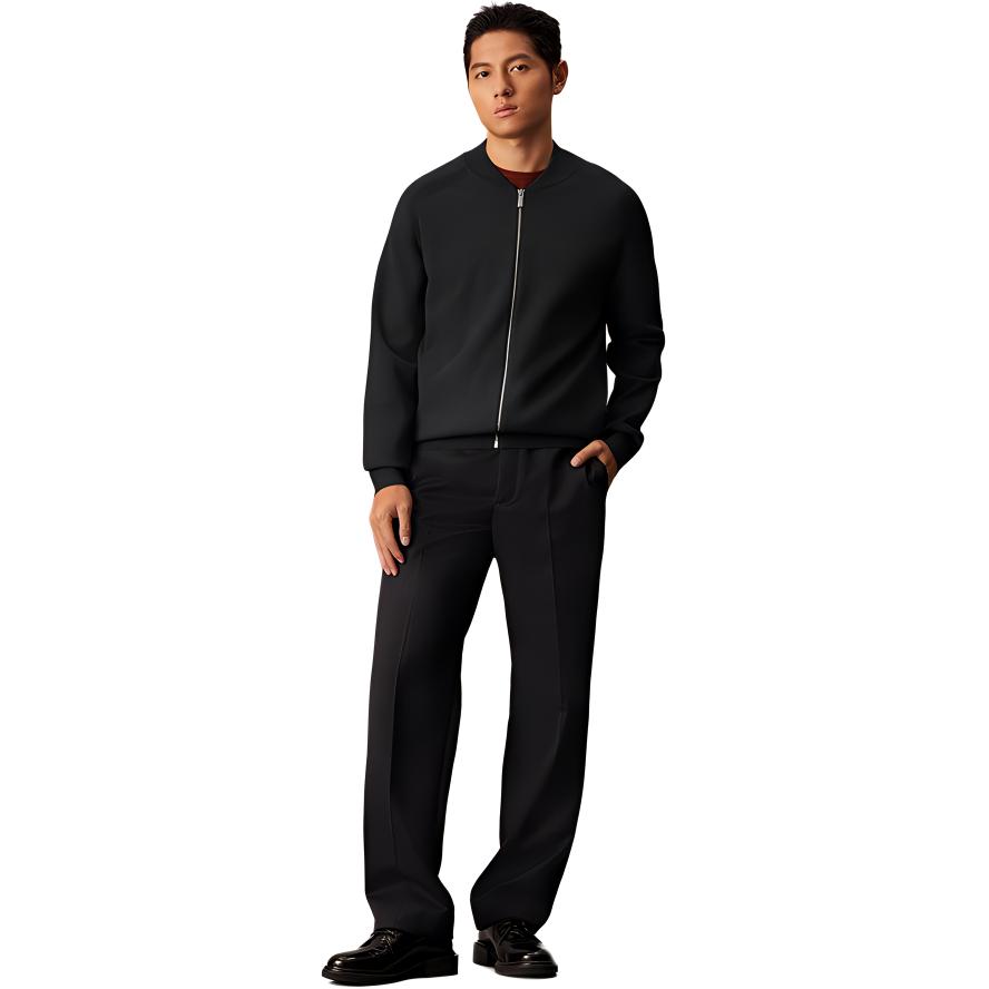 

Calvin Klein Премиальная коллекция готовой одежды Минималистичный однотонный трикотажный свитер на молнии с бейсбольным воротником Мужской свитер Темно-серый 40EM324-STN S